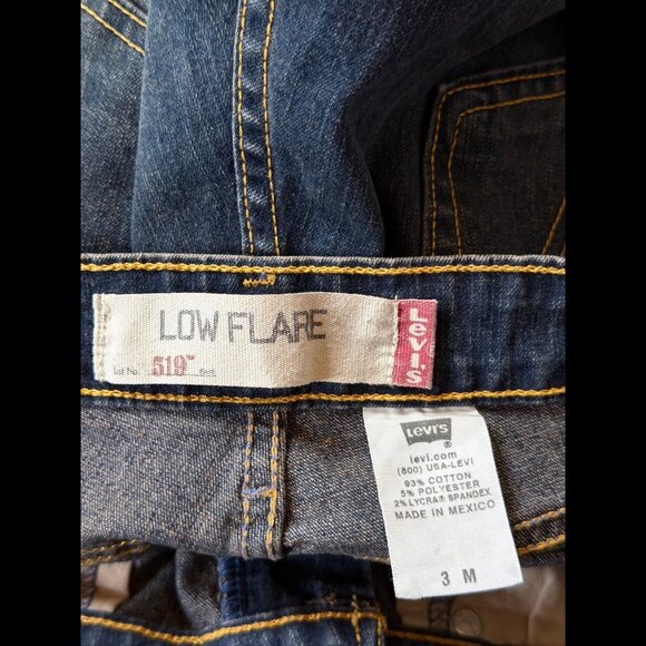 Levis 519 Jeans 3 Womens Blue Low Rise Flare y2k Denim Stretch Dark Wash - Picture 8 of 9